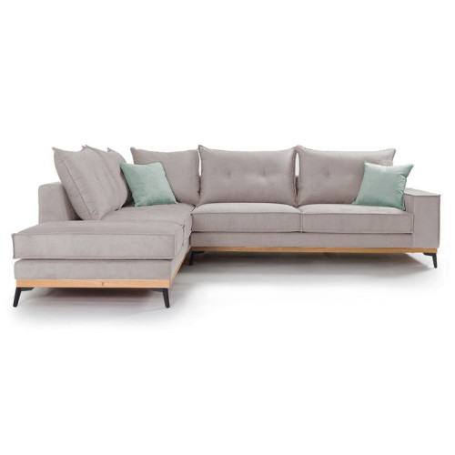  Ъглов диван 290x235x95 Luxury II дамаска слонова кост/светлозелен DIOMMI 168-000014