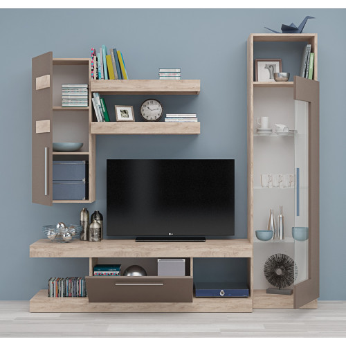 ТВ секция Алания дъб елеганс/тъмно капучино 190x40x190 DIOMMI 33-054 ТВ секция Алания дъб елеганс/тъмно капучино 190x40x190 DIOMMI 33-054