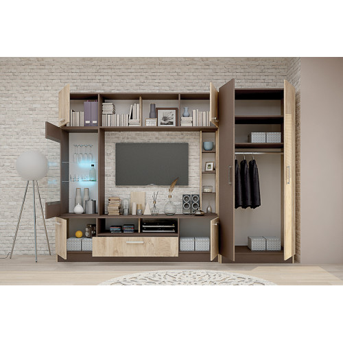 ТВ секция Опал 2 дъб елеганс/тъмно капучино 260x52x190 DIOMMI 33-048 ТВ секция Опал 2 дъб елеганс/тъмно капучино 260x52x190 DIOMMI 33-048