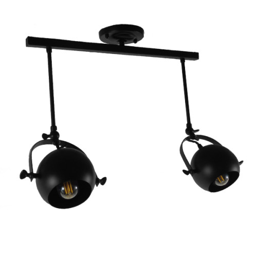 Модерна плафониерна лампа с две лампи Черна метална релса Diommi CANNES 01081
