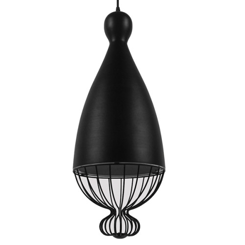 Винтидж висяща таванна лампа с единична светлина черна метална мрежа Φ26 Diommi CARNEL 01106