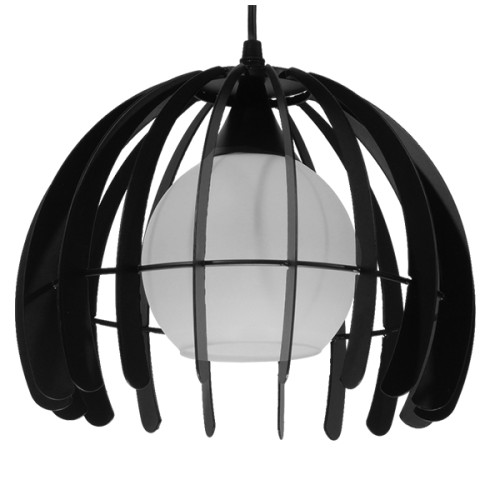 Модерна висяща лампа за таван Единична светлина Черна метална мрежа с бяло стъкло Φ26 Diommi INGLEY 01226