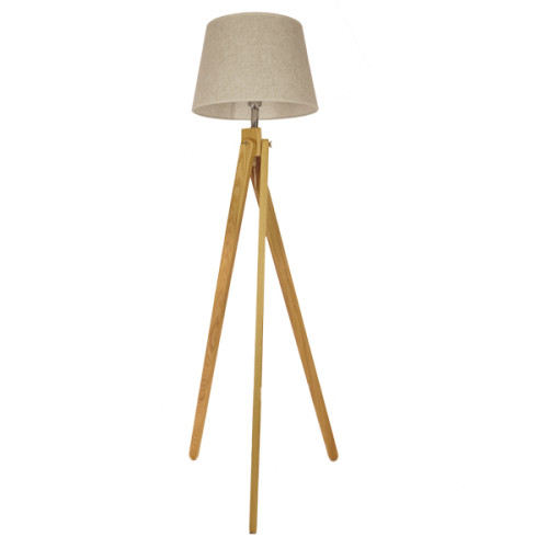 Модерна единична дървена лампа с бежов капак Φ40 Diommi TRIPOD 01263