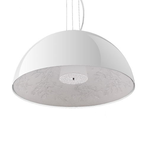Модерна висяща таванна лампа с единична светлина Бяла гипсова камбана Φ60 Diommi SERENIA WHITE 01271