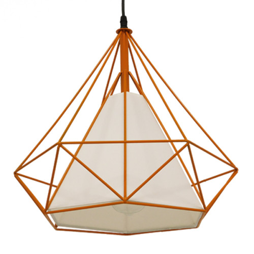 Модерна индустриална висяща таванна лампа Единична светлина оранжева с бяла тъкан метална мрежа Φ38 Diommi KAIRI ORANGE 01621