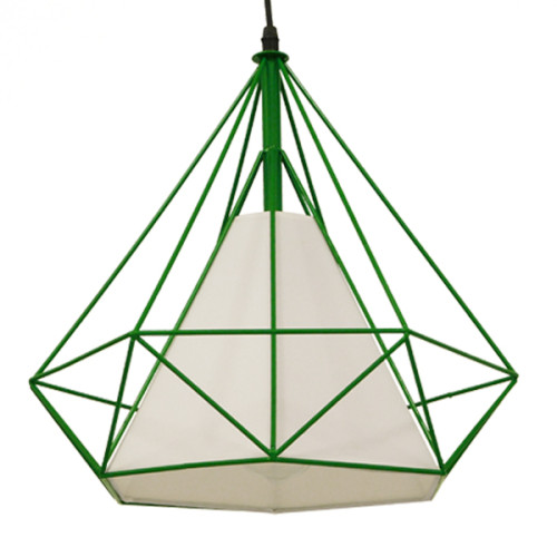 Модерна индустриална висяща таванна лампа Единична светлозелена с бяла тъкан Метална мрежа Φ38 Diommi KAIRI GREEN 01622