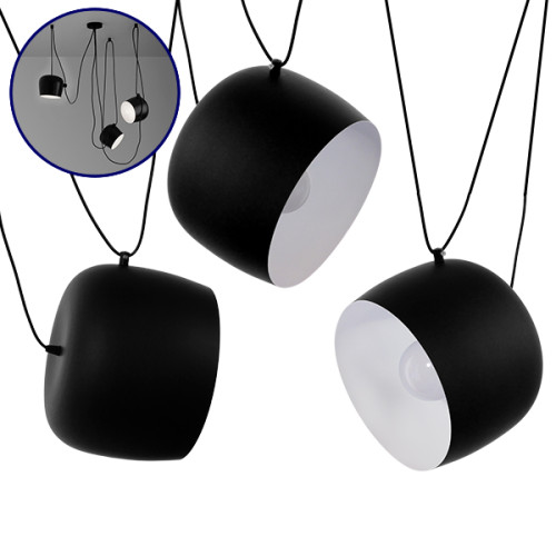 КОМПЛЕКТ 3 Модерни висящи плафониери Единична лампа Черна бяла метална камбана Φ25 Diommi LACRIMA 01375