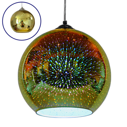 Модерна висяща таванна лампа Единична светлина Стъкло Никел Злато 3D Φ25 Diommi SATURN 01351