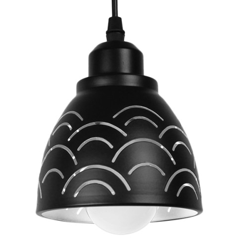 Модерна висяща таванна лампа Единична светлина Метална черна бяла камбана Φ13 Diommi CLOUD 01482