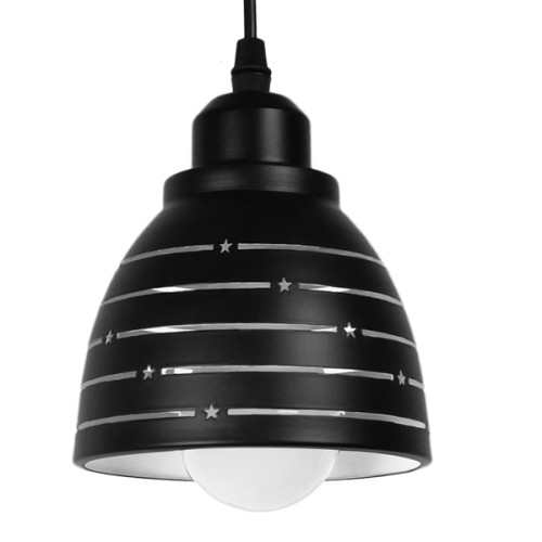 Модерна висяща таванна лампа с единична светлина металик черно бяла камбана Φ13 Diommi LINE STARS 01483