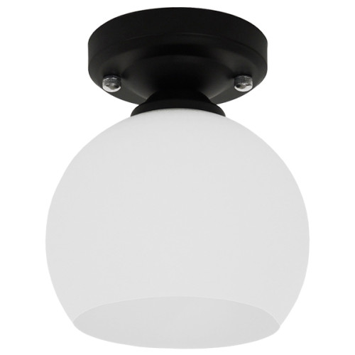 Модерна таванна лампа с единична лампа черна с бяла матова стъклена камбана Φ13 Diommi MAURA 01318