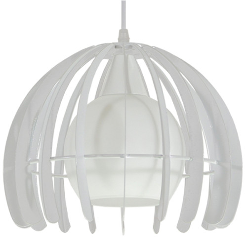 Модерна висяща лампа за таван Единична светлина Бяла метална мрежа с бяло стъкло Φ26 Diommi STEPHEN 01225