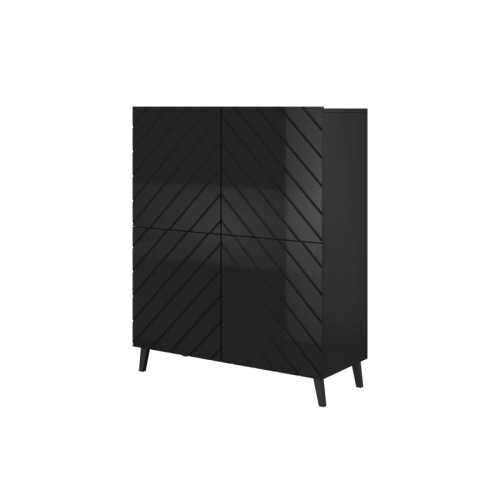 Chest of drawers ABETO mat black/ gloss black DIOMMI CAMA-ABETO-REGAL-CZ/CZ