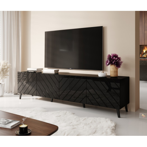 TV stand 200 ABETO mat black/ gloss black DIOMMI CAMA-ABETO-RTV-200-CZ/CZ