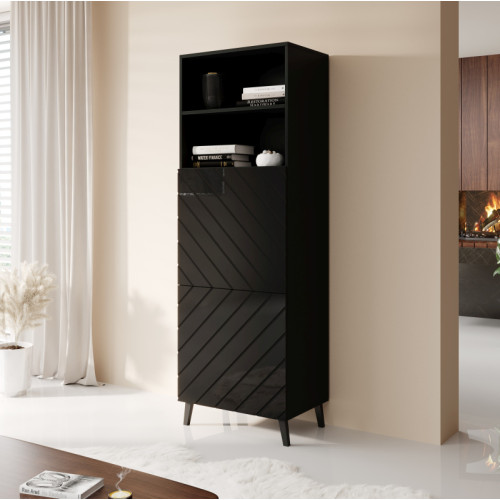 CABINET 60 ABETO mat black/ gloss black DIOMMI CAMA-ABETO-WITRYNA-CZ/CZ