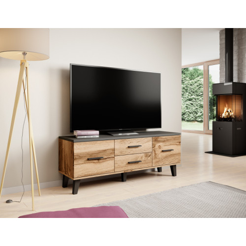 TV stand LOTTA 140 2D2S wotan oak/black DIOMMI CAMA-LOTTA-RTV-140-2D2S-DWO/CZ