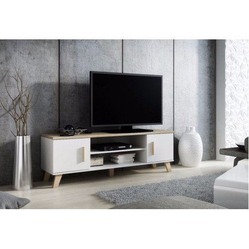 TV stand LOTTA 160 2D2K dimond white/lsonoma oak DIOMMI CAMA-LOTTA-RTV-160-2D2K-BI/DSO