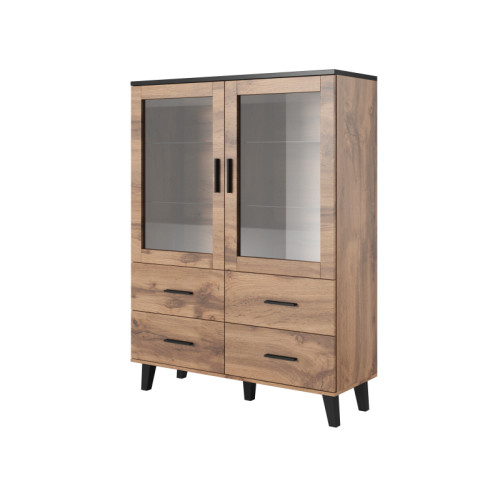 Cabinet LOTTA 120 2DSZ4S wotan oak/ black DIOMMI CAMA-LOTTA-WITRYNA-120-2D4S-DWO/CZ Cabinet LOTTA 120 2DSZ4S wotan oak/ black DIOMMI CAMA-LOTTA-WITRYNA-120-2D4S-DWO/CZ
