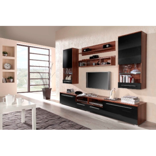 wall unit LUNA plum/black DIOMMI CAMA-LUNA-ŚLIWA/CZARNY POŁYSK