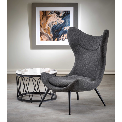 Кресло от дамаска ATLANTIS тъмно сиво с черно 77x80x106 DIOMMI 60-20363