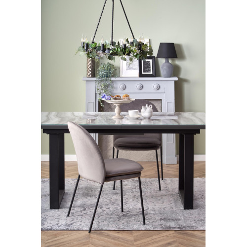 MARLEY extension table, color: top - white marble / grey, legs - black DIOMMI V-CH-MARLEY-ST MARLEY extension table, color: top - white marble / grey, legs - black DIOMMI V-CH-MARLEY-ST