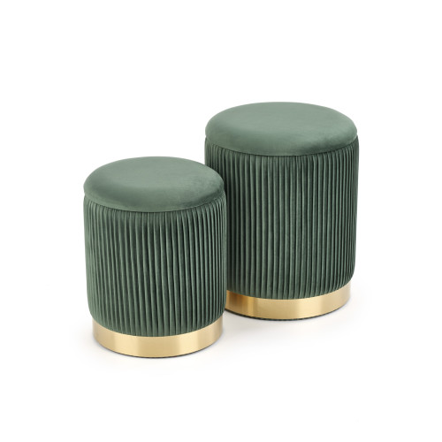 MONTY set of two stools: color: dark green DIOMMI V-CH-MONTY-PUFA-C.ZIELONY