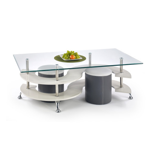 NINA 5 coffee table with pouffes color: grey / dark grey DIOMMI V-CH-NINA_5-LAW
