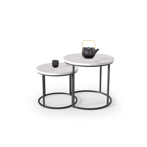 OREO set of two c. tables - white marble / black DIOMMI V-CH-OREO-LAW-BIAŁY_MARMUR