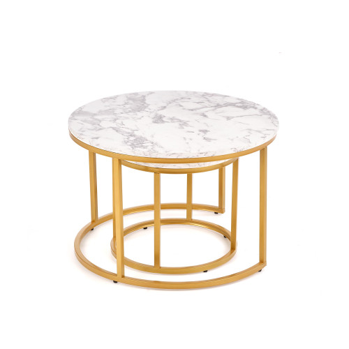 Set of coffee tables PAOLA laminated mdf and steel 60x40 - 38x34cm marble and gold DIOMMI V-CH-PAOLA-LAW-ZŁOTY Set of coffee tables PAOLA laminated mdf and steel 60x40 - 38x34cm marble and gold DIOMMI V-CH-PAOLA-LAW-ZŁOTY