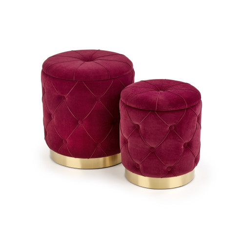 POLLY set of two stools, color: dark red DIOMMI V-CH-POLLY-PUFA-BORDOWY