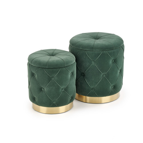 POLLY set of two stools, color: dark green DIOMMI V-CH-POLLY-PUFA-C.ZIELONY