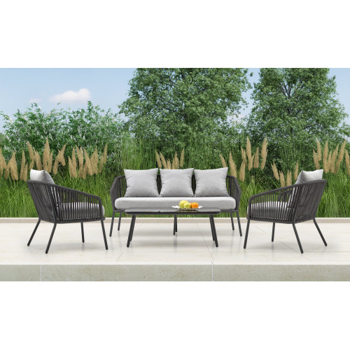 ROCCA, garden set ( sofa + chair 2x + c. table ), l.grey / d.grey DIOMMI V-CH-ROCCA-ZESTAW