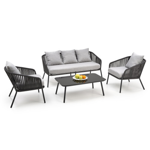 ROCCA, garden set ( sofa + chair 2x + c. table ), l.grey / d.grey DIOMMI V-CH-ROCCA-ZESTAW ROCCA, garden set ( sofa + chair 2x + c. table ), l.grey / d.grey DIOMMI V-CH-ROCCA-ZESTAW