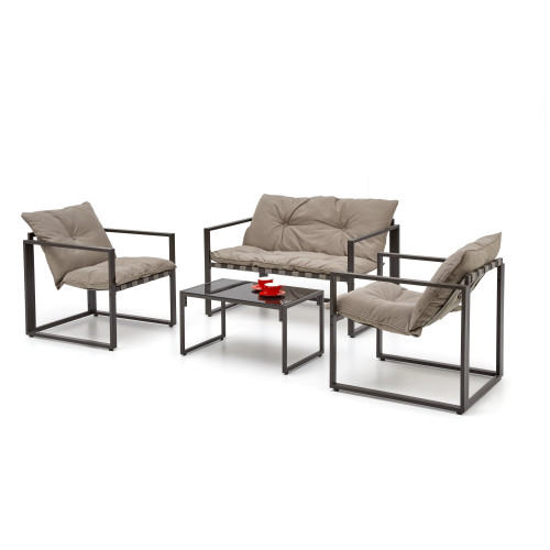 SHARK, garden set ( sofa + chair 2x + c. table ), color: black / cappuccino DIOMMI V-CH-SHARK-ZESTAW SHARK, garden set ( sofa + chair 2x + c. table ), color: black / cappuccino DIOMMI V-CH-SHARK-ZESTAW