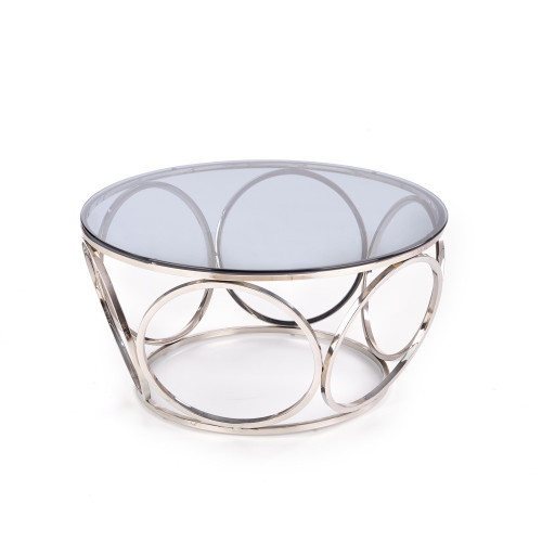 Холна маса VENUS с плот от опушено стъкло и метална рамка в сребърен цвят 80х44х80 DIOMMI V-CH-VENUS-LAW