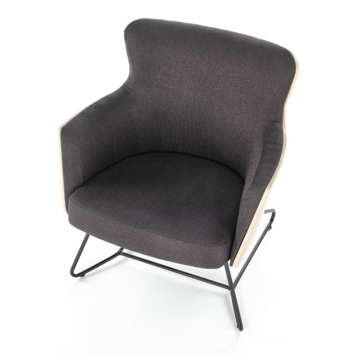 CHILLOUT leisure armchair dark grey / natural oak, legs - black DIOMMI V-PL-CHILLOUT-FOT-C.POPIEL/DĄB NAT.