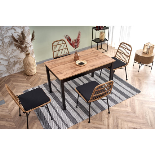 Extendable dining table GREG with oak laminated pdch top and black pdch frame 74x(124-168)x75 DIOMMI V-PL-GREG-ST Extendable dining table GREG with oak laminated pdch top and black pdch frame 74x(124-168)x75 DIOMMI V-PL-GREG-ST