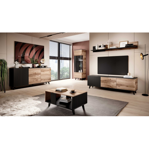 RANDOM P-2 hanging shelf, color: wotan oak/black DIOMMI V-PL-RANDOM-P-2 RANDOM P-2 hanging shelf, color: wotan oak/black DIOMMI V-PL-RANDOM-P-2