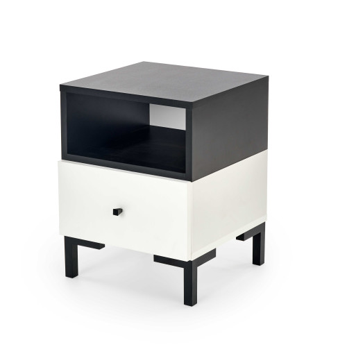 SILVIA bedside table, white - black DIOMMI V-PL-SILVIA-SZAFKA_N-BIAŁY/CZARNY