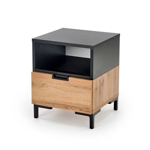 SILVIA bedside table, wotan oak - black DIOMMI V-PL-SILVIA-SZAFKA_N-WOTAN/CZARNY