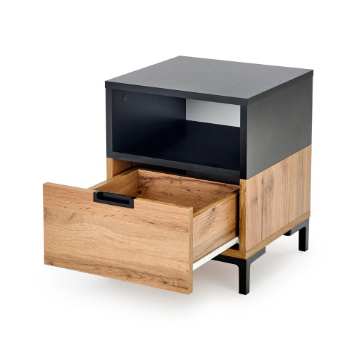 SILVIA bedside table, wotan oak - black DIOMMI V-PL-SILVIA-SZAFKA_N-WOTAN/CZARNY SILVIA bedside table, wotan oak - black DIOMMI V-PL-SILVIA-SZAFKA_N-WOTAN/CZARNY