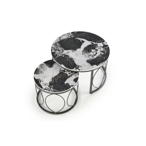 ALEXANDRA   set of two coffee tables, black marble / black ALEXANDRA   set of two coffee tables, black marble / black