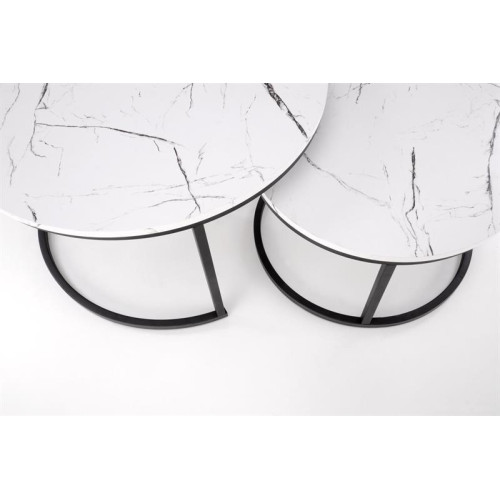JAVA set of 2 c. tables, white marble / black JAVA set of 2 c. tables, white marble / black
