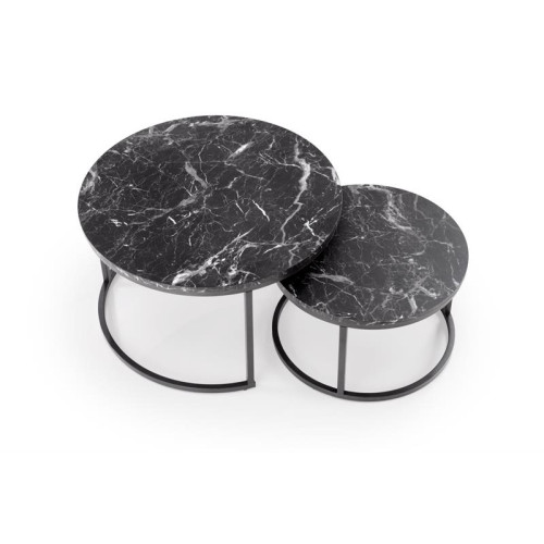 JAVA set of 2 c. tables, black marble / black JAVA set of 2 c. tables, black marble / black
