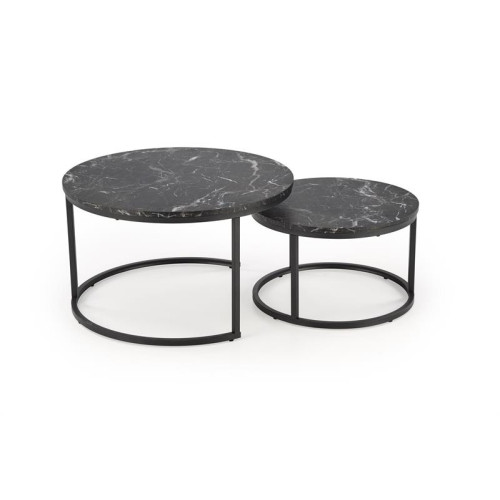 JAVA set of 2 c. tables, black marble / black