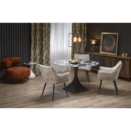 MANUEL round table, black marble / black