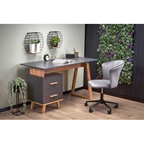 SERGIO, desk, anthracite matt - wotan oak