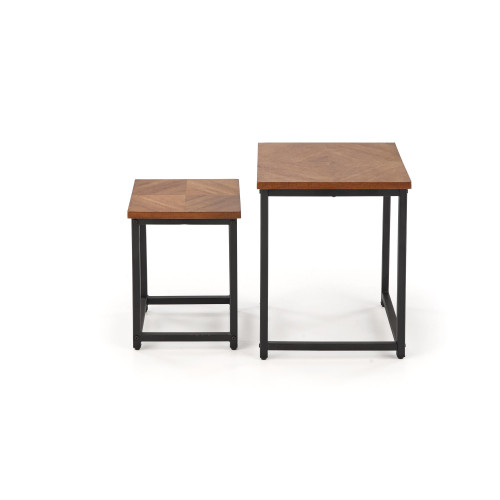 ELZA set of 2 coffee tables, walnut/black