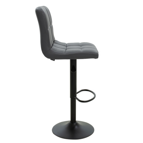 Бар стол Remina DIOMMI с регулируема височина PU сив - метал черен мат