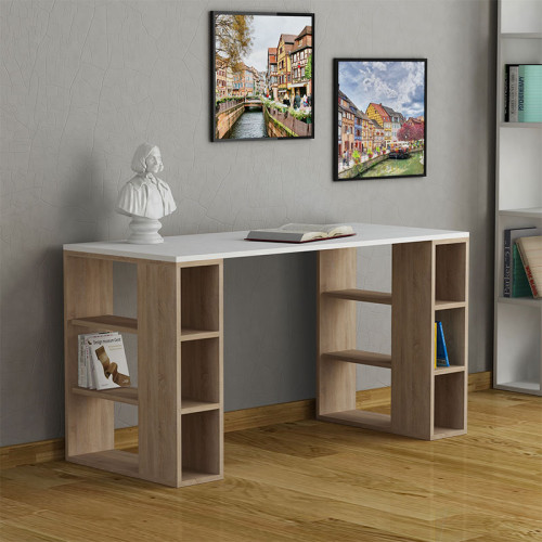 Working Table Colmar DIOMMI in white - dark oak 140x60x75cm